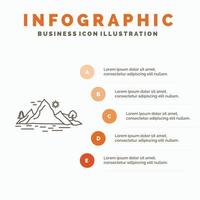 Nature. hill. landscape. mountain. tree Infographics Template for Website and Presentation. Line Gray icon with Orange infographic style vector illustration