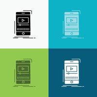 media. music. player. video. mobile Icon Over Various Background. glyph style design. designed for web and app. Eps 10 vector illustration