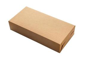 maqueta caja marrón aislado sobre fondo blanco. foto