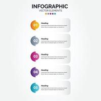 Vertical Infographic arrow design with 5 options or steps. vector