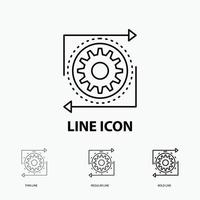 Business. gear. management. operation. process Icon in Thin. Regular and Bold Line Style. Vector illustration