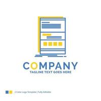 Browser. dynamic. internet. page. responsive Blue Yellow Business Logo template. Creative Design Template Place for Tagline. vector