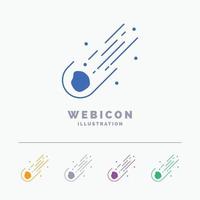 Asteroid. astronomy. meteor. space. comet 5 Color Glyph Web Icon Template isolated on white. Vector illustration