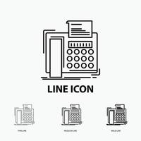 fax. message. telephone. telefax. communication Icon in Thin. Regular and Bold Line Style. Vector illustration