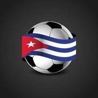 bandera de cuba alrededor del fútbol vector