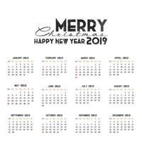 2019 Calendar template. Christmas and Happy new Year Background vector