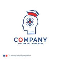 Company Name Logo Design For capability. head. human. knowledge. skill. Blue and red Brand Name Design with place for Tagline. Abstract Creative Logo template for Small and Large Business. vector