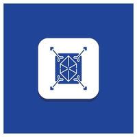 Blue Round Button for Object. prototyping. rapid. structure. 3d Glyph icon vector
