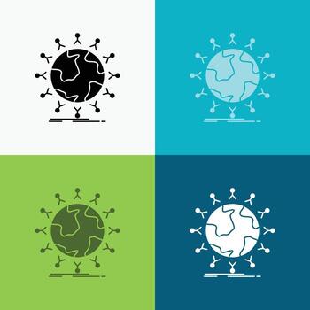 global. alumno. la red. globo. icono de niños sobre varios antecedentes. diseño de estilo de glifo. diseñado para web y aplicación. eps 10 ilustración vectorial vector