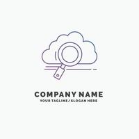 nube. búsqueda. almacenamiento. tecnología. plantilla de logotipo de empresa púrpura informática. lugar para el eslogan vector