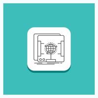 Round Button for 3d. dimensional. holographic. scan. scanner Line icon Turquoise Background vector