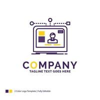 Company Name Logo Design For interface. website. user. layout. design. Purple and yellow Brand Name Design with place for Tagline. Creative Logo template for Small and Large Business. vector