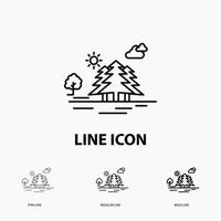 Mountain. hill. landscape. nature. clouds Icon in Thin. Regular and Bold Line Style. Vector illustration