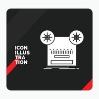 fondo de presentación creativa rojo y negro para registro. grabación. retro cinta. icono de glifo de música vector