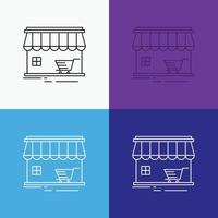 shop. store. market. building. shopping Icon Over Various Background. Line style design. designed for web and app. Eps 10 vector illustration