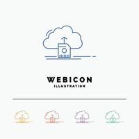 cloud. upload. save. data. computing 5 Color Line Web Icon Template isolated on white. Vector illustration