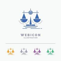 Balance. decision. justice. law. scale 5 Color Glyph Web Icon Template isolated on white. Vector illustration