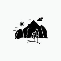 Cerro. paisaje. naturaleza. montaña. icono de glifo de árbol. ilustración vectorial aislada vector