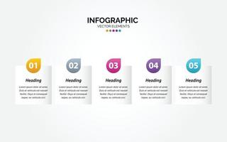 plantilla de infografía horizontal de negocios números 5 opciones o pasos vector