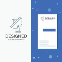 Business Logo for satellite. antenna. radar. space. dish. Vertical Blue Business .Visiting Card template vector