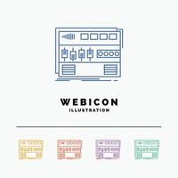 Audio. mastering. module. rackmount. sound 5 Color Line Web Icon Template isolated on white. Vector illustration