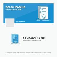 Blue Business Logo Template for Categories. check. list. listing. mark. Facebook Timeline Banner Design. vector web banner background illustration