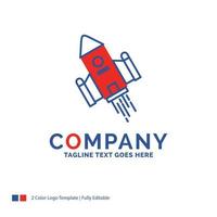 Company Name Logo Design For space craft. shuttle. space. rocket. launch. Blue and red Brand Name Design with place for Tagline. Abstract Creative Logo template for Small and Large Business. vector