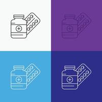 medicine. Pill. capsule. drugs. tablet Icon Over Various Background. Line style design. designed for web and app. Eps 10 vector illustration