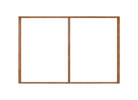 Japanese house wooden door window frame isolated on white background photo