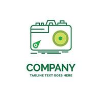 Camera. photography. capture. photo. aperture Flat Business Logo template. Creative Green Brand Name Design. vector