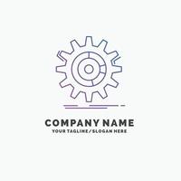 setting. data. management. process. progress Purple Business Logo Template. Place for Tagline vector