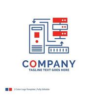 diseño de logotipo de nombre de empresa para combinación. datos. base de datos. electrónico. información. diseño de marca azul y rojo con lugar para eslogan. plantilla de logotipo creativo abstracto para pequeñas y grandes empresas. vector