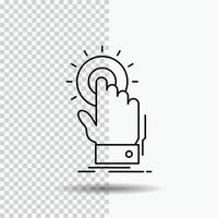 touch. click. hand. on. start Line Icon on Transparent Background. Black Icon Vector Illustration