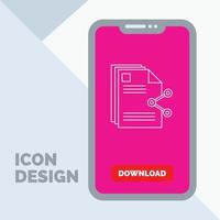 content. files. sharing. share. document Line Icon in Mobile for Download Page vector