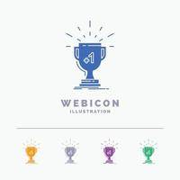 otorgar. trofeo. victoria. premio. primera plantilla de icono web de glifo de 5 colores aislada en blanco. ilustración vectorial vector