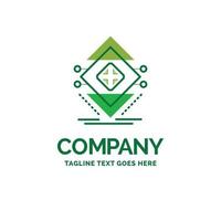 Computing. data. infrastructure. science. structure Flat Business Logo template. Creative Green Brand Name Design. vector