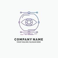 visualize. conception. monitoring. monitoring. vision Purple Business Logo Template. Place for Tagline vector