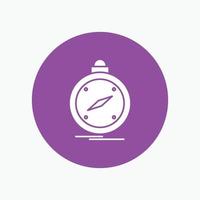 compass. direction. navigation. gps. location White Glyph Icon in Circle. Vector Button illustration