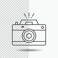 Camera. photography. capture. photo. aperture Line Icon on Transparent Background. Black Icon Vector Illustration