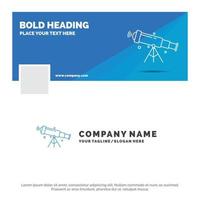 Blue Business Logo Template for telescope. astronomy. space. view. zoom. Facebook Timeline Banner Design. vector web banner background illustration