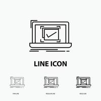 system. monitoring. checklist. Good. OK Icon in Thin. Regular and Bold Line Style. Vector illustration