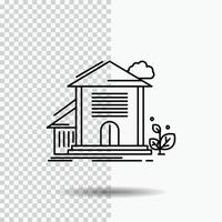 Home. house. Apartment. building. office Line Icon on Transparent Background. Black Icon Vector Illustration