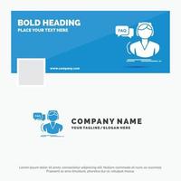 Blue Business Logo Template for FAQ. Assistance. call. consultation. help. Facebook Timeline Banner Design. vector web banner background illustration