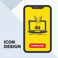 Analysis. analytical. management. online. platform Glyph Icon in Mobile for Download Page. Yellow Background vector