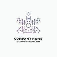 team. group. leadership. business. teamwork Purple Business Logo Template. Place for Tagline vector