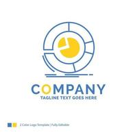 Analysis. analytics. business. diagram. pie chart Blue Yellow Business Logo template. Creative Design Template Place for Tagline. vector