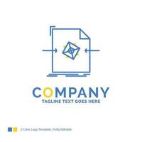 3d. document. file. object. processing Blue Yellow Business Logo template. Creative Design Template Place for Tagline. vector