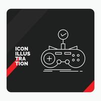 fondo de presentación creativa rojo y negro para comprobar. controlador. juego. mando icono de línea de juego vector