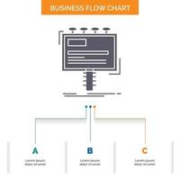 ad. advertisement. advertising. billboard. promo Business Flow Chart Design with 3 Steps. Glyph Icon For Presentation Background Template Place for text. vector