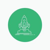 Launch. mission. shuttle. startup. publish White Line Icon in Circle background. vector icon illustration